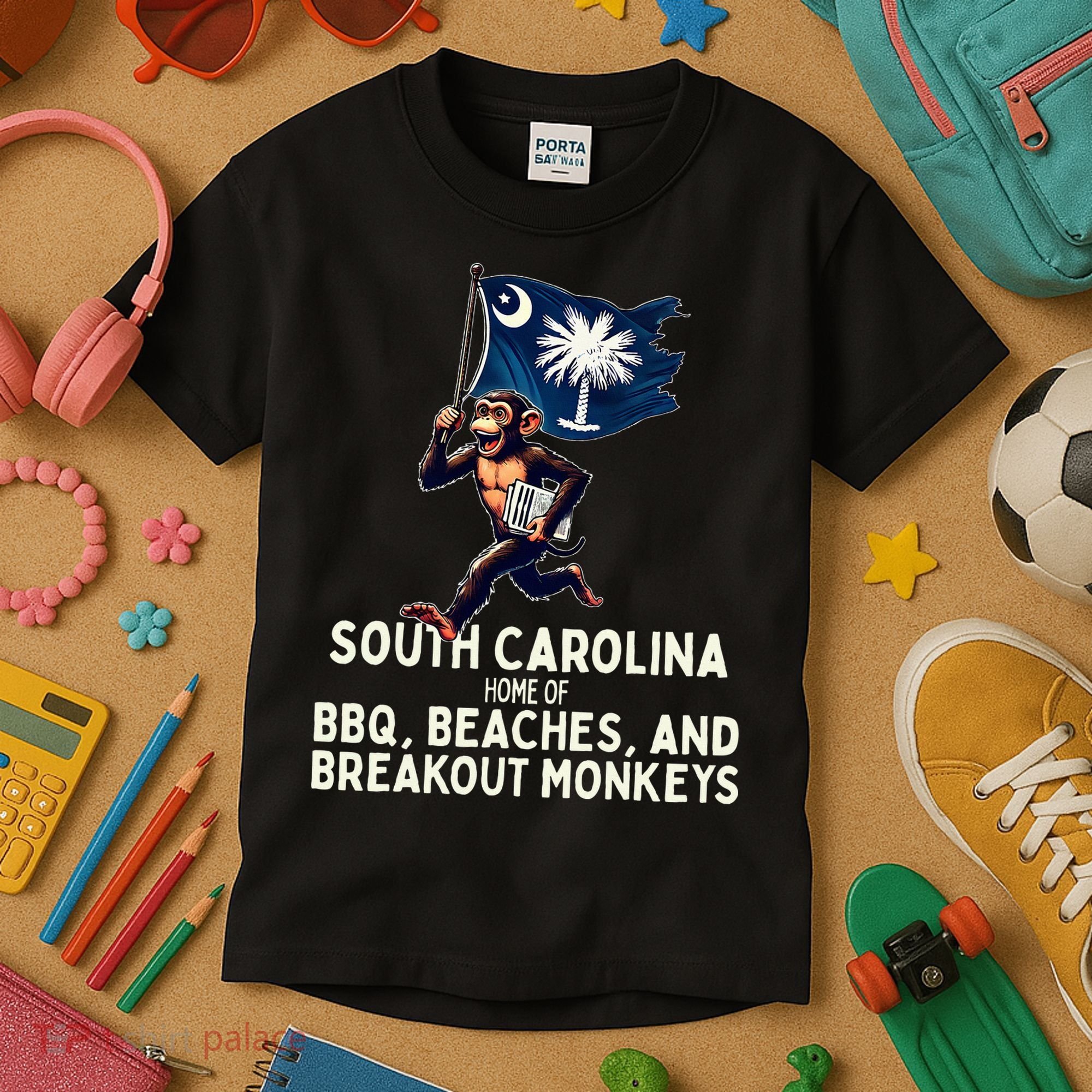 South Carolina Monkey Escape Funny Runaway Money Sc Kids T-Shirt