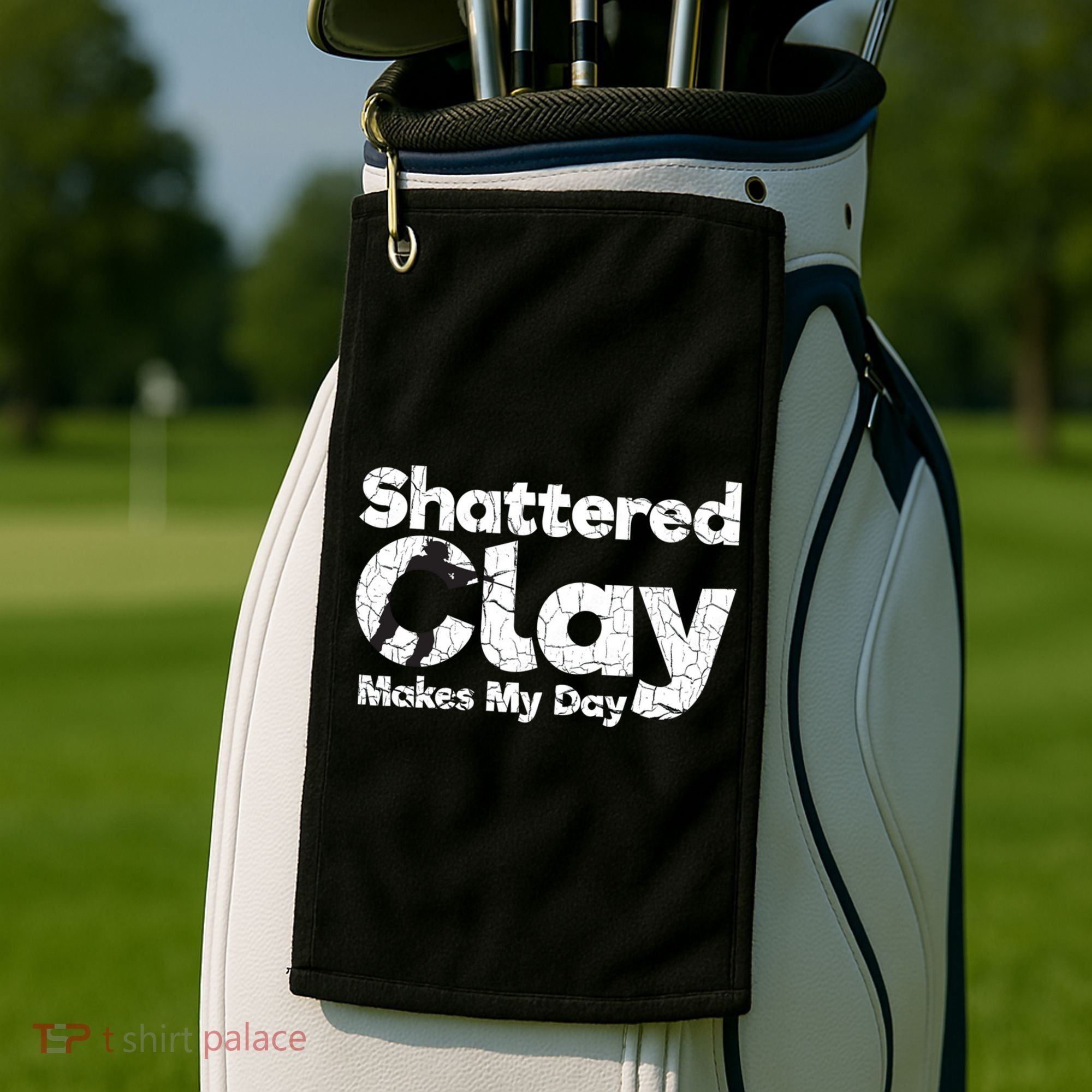 Shattered Clay Makes My Day Shooting Archery Gift Golf Towel