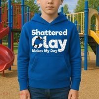 Shattered Clay Makes My Day Shooting Archery Gift Kids Hoodie thumb 2