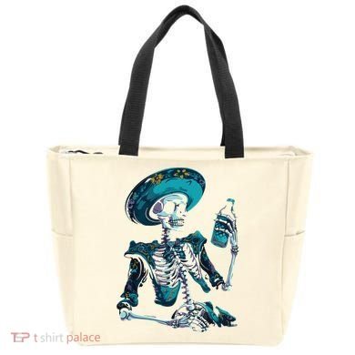 Skeleton Charro Mexican Skull Tequila Long Sleeve Tote Bag