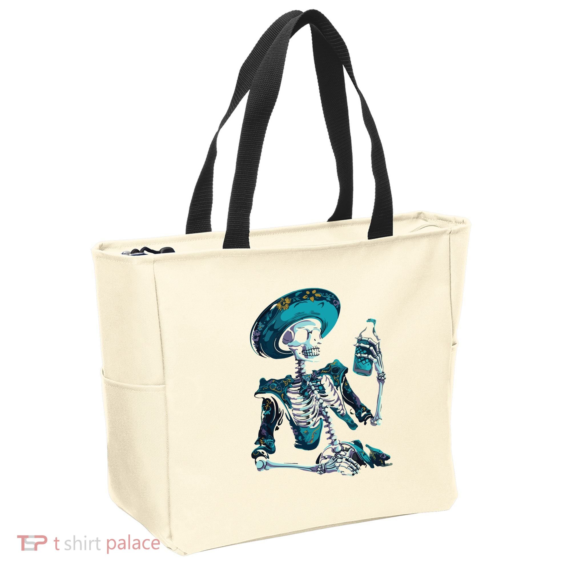 Skeleton Charro Mexican Skull Tequila Long Sleeve Tote Bag