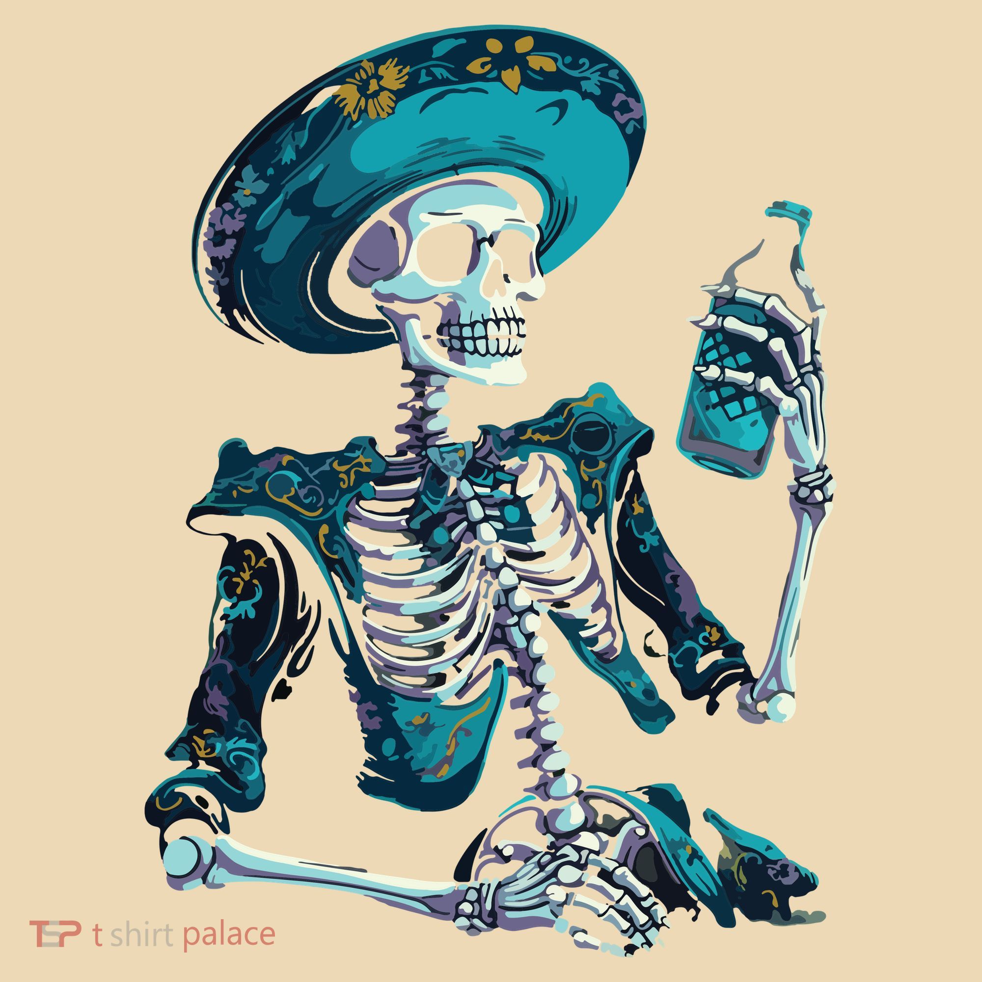 Skeleton Charro Mexican Skull Tequila Long Sleeve Tote Bag