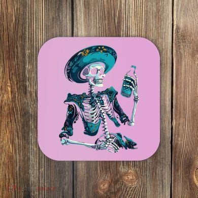 Skeleton Charro Mexican Skull Tequila Long Sleeve Coaster