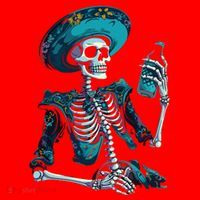 Skeleton Charro Mexican Skull Tequila Long Sleeve Santa Hat thumb 1