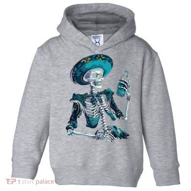 Skeleton Charro Mexican Skull Tequila Long Sleeve Toddler Hoodie