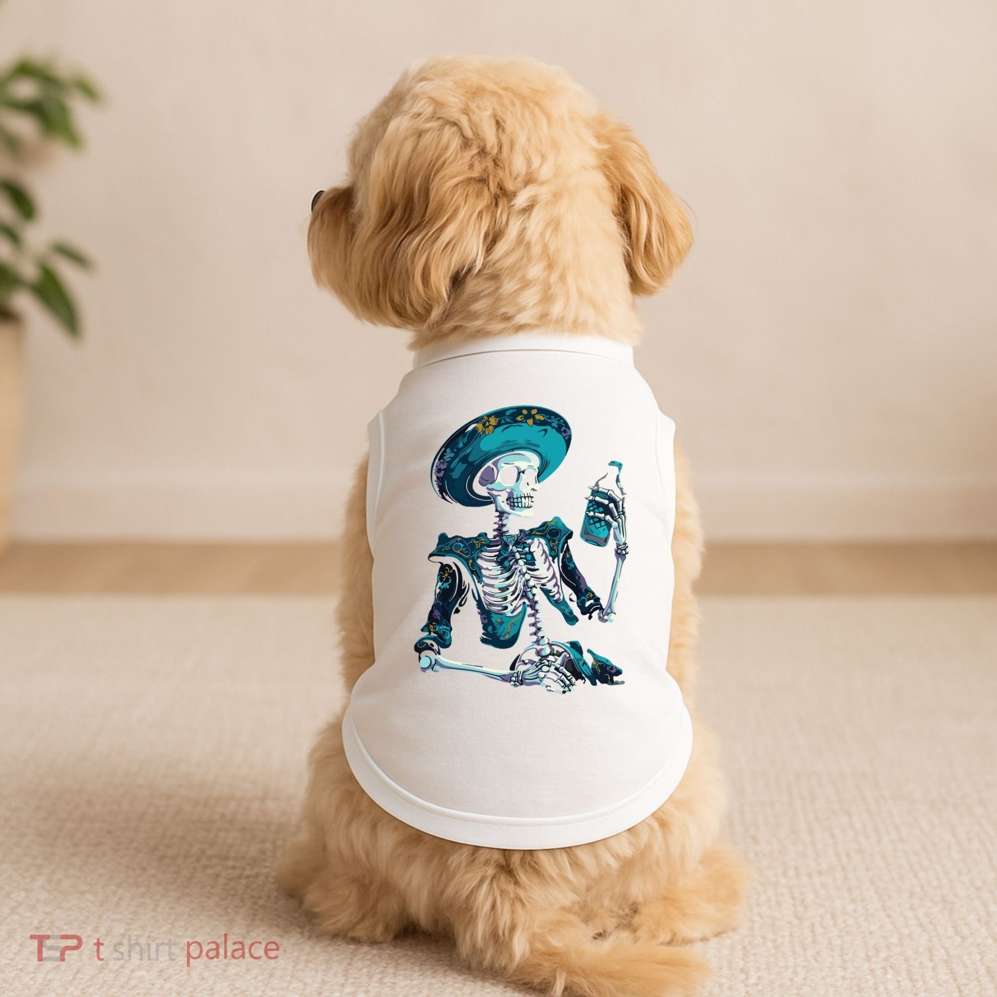 Skeleton Charro Mexican Skull Tequila Long Sleeve Doggie Tank
