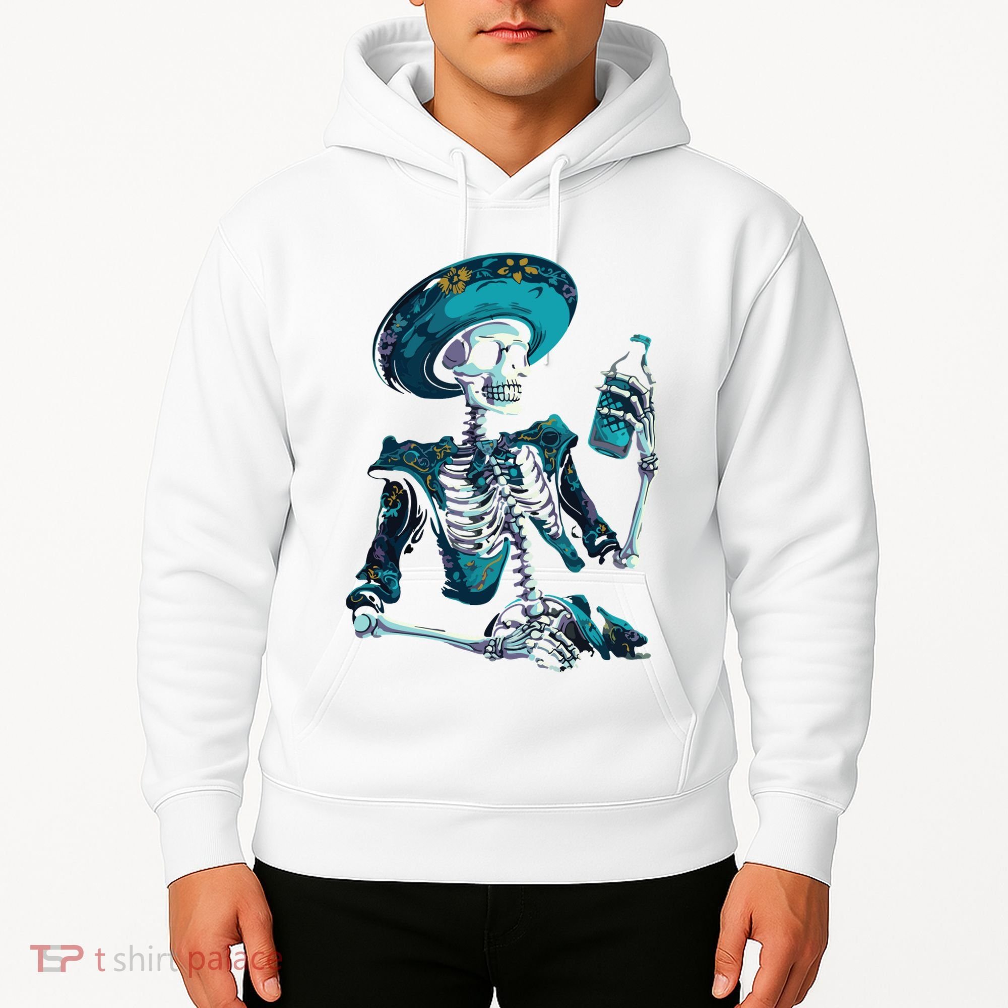 Skeleton Charro Mexican Skull Tequila Long Sleeve Hoodie