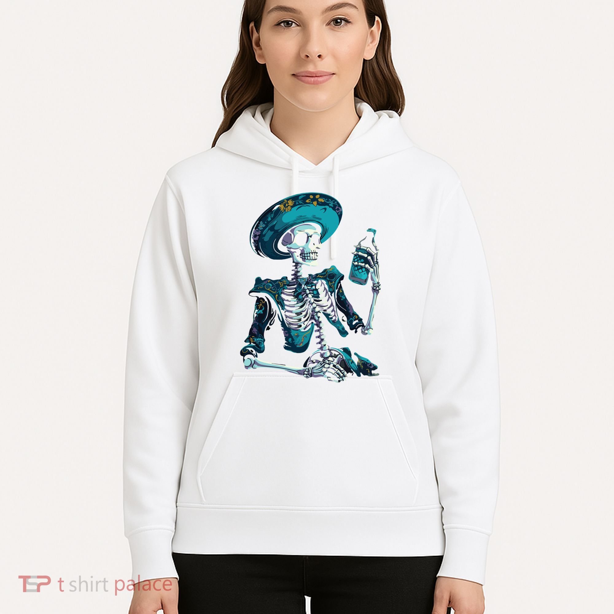 Skeleton Charro Mexican Skull Tequila Long Sleeve Hoodie