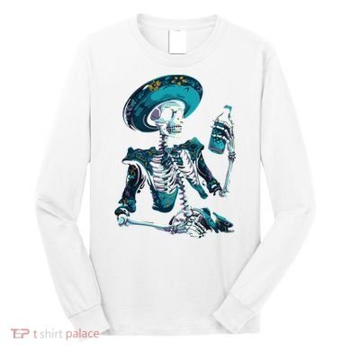 Skeleton Charro Mexican Skull Tequila Long Sleeve Long Sleeve Shirt