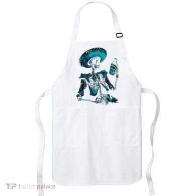 Skeleton Charro Mexican Skull Tequila Long Sleeve Apron