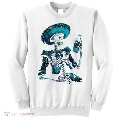 Skeleton Charro Mexican Skull Tequila Long Sleeve Sweatshirt