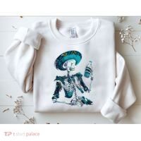 Skeleton Charro Mexican Skull Tequila Long Sleeve Sweatshirt thumb 2