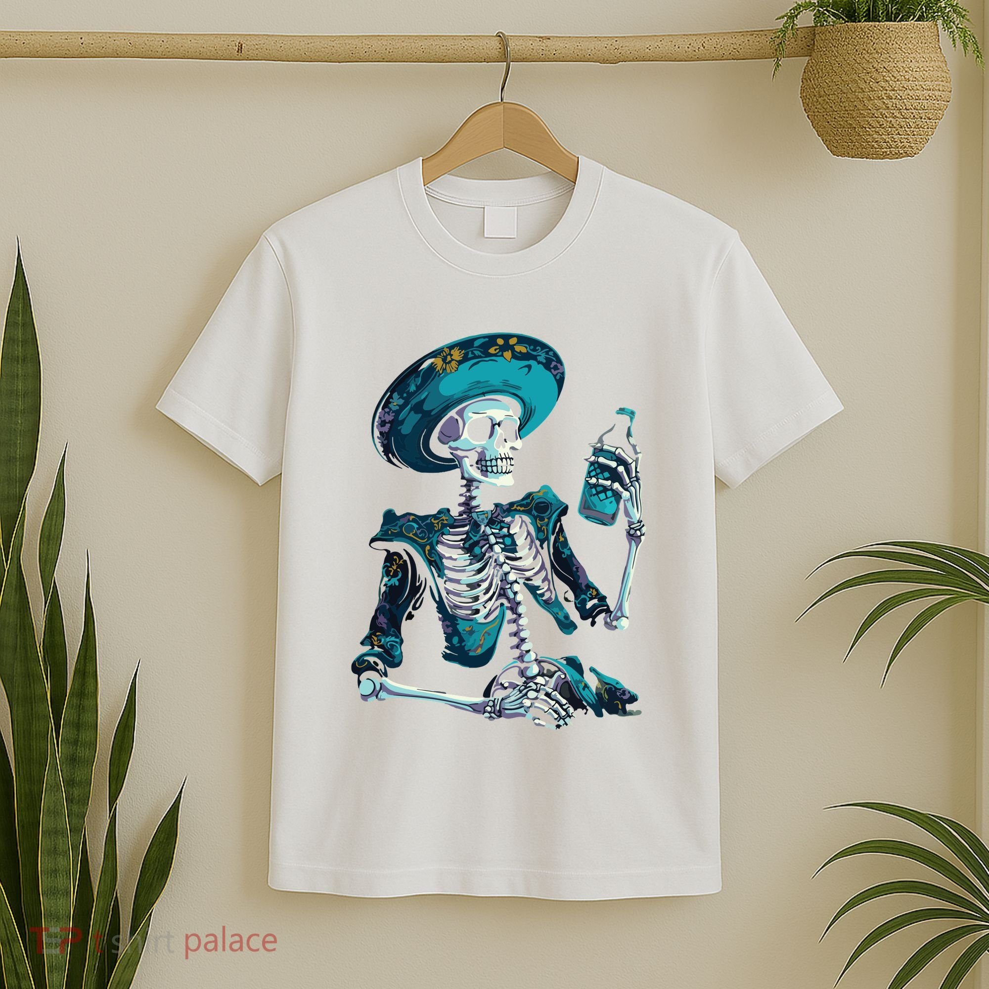 Skeleton Charro Mexican Skull Tequila Long Sleeve T-Shirt