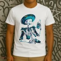 Skeleton Charro Mexican Skull Tequila Long Sleeve T-Shirt thumb 3