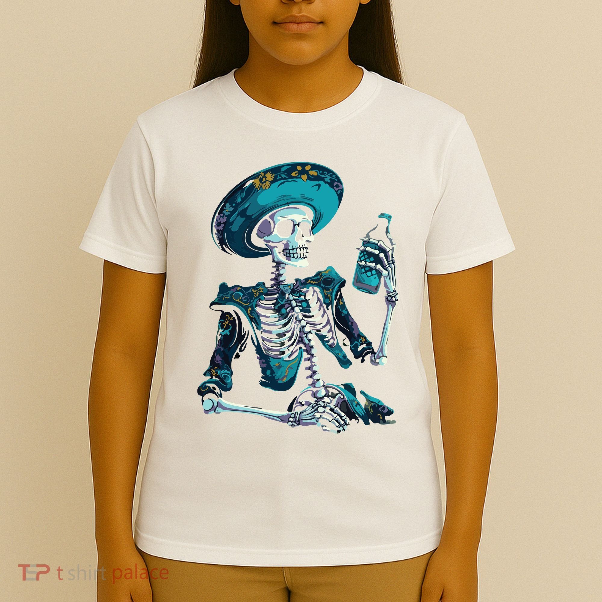 Skeleton Charro Mexican Skull Tequila Long Sleeve T-Shirt