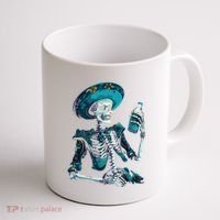 Skeleton Charro Mexican Skull Tequila Long Sleeve Coffee Mug thumb 1