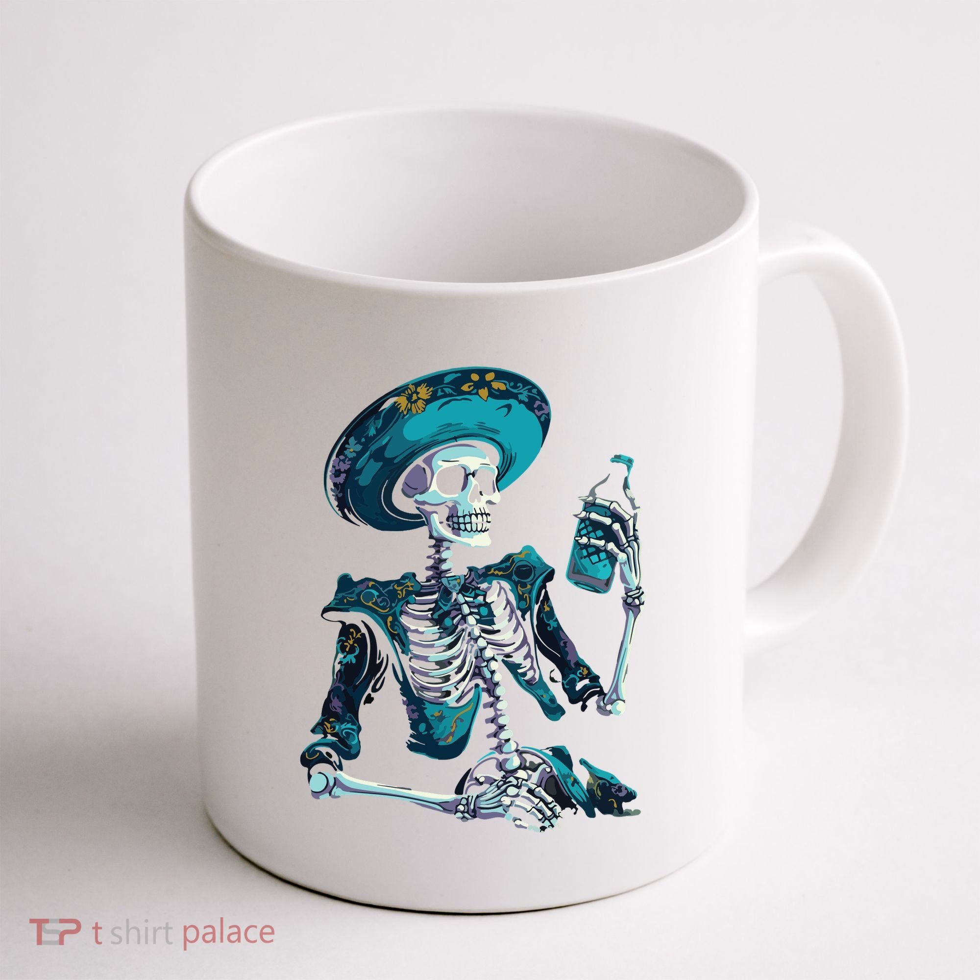 Skeleton Charro Mexican Skull Tequila Long Sleeve Coffee Mug