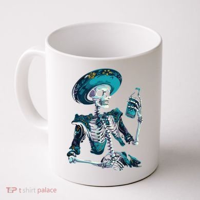 Skeleton Charro Mexican Skull Tequila Long Sleeve Coffee Mug
