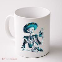 Skeleton Charro Mexican Skull Tequila Long Sleeve Coffee Mug thumb 0