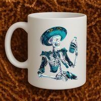 Skeleton Charro Mexican Skull Tequila Long Sleeve Coffee Mug thumb 2