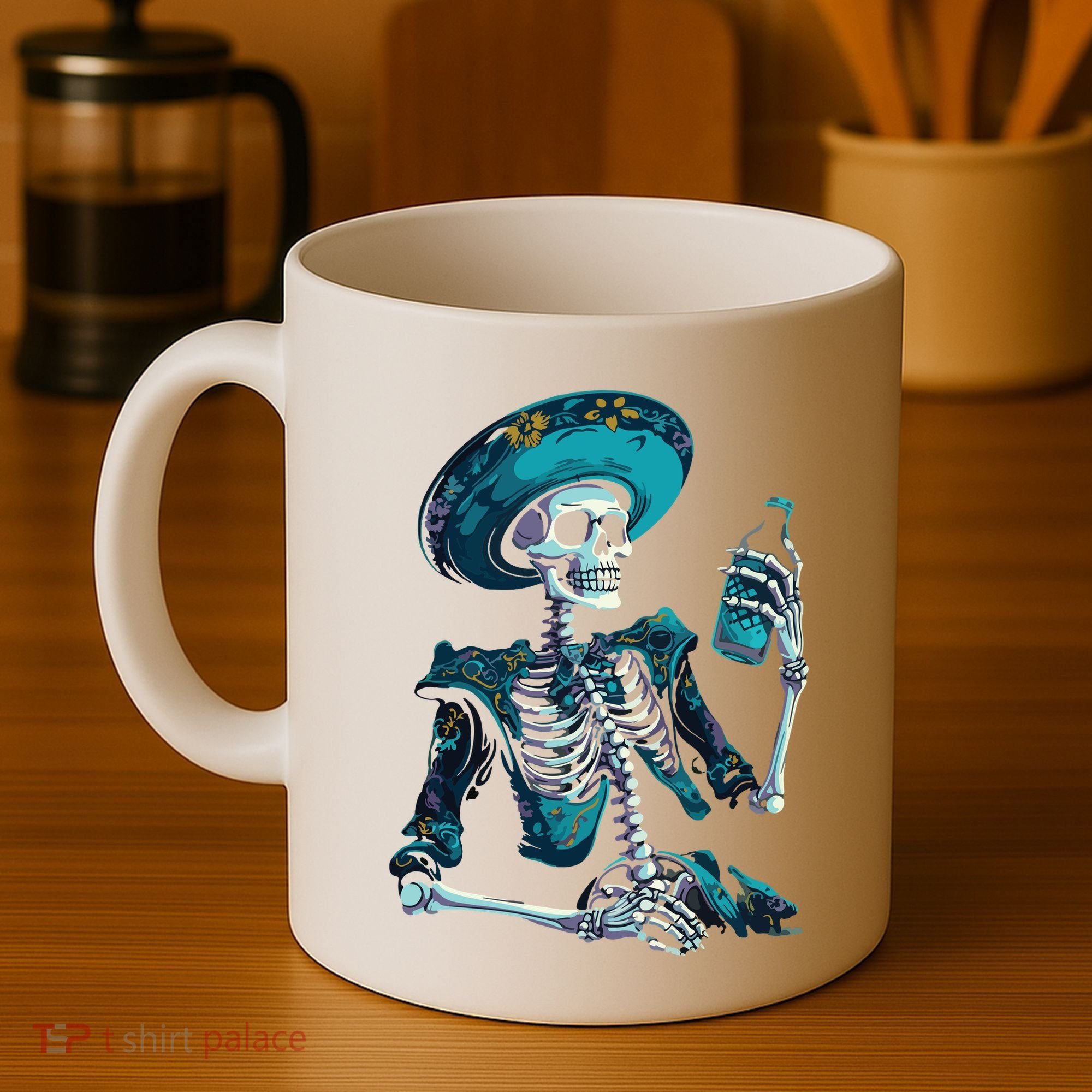 Skeleton Charro Mexican Skull Tequila Long Sleeve Coffee Mug