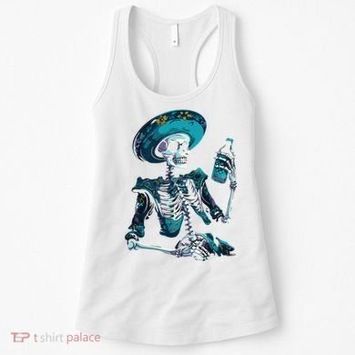Skeleton Charro Mexican Skull Tequila Long Sleeve Women's Tank Top