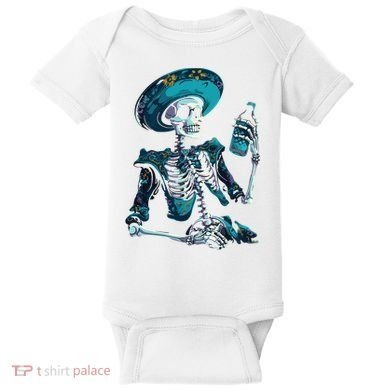 Skeleton Charro Mexican Skull Tequila Long Sleeve Baby Bodysuit