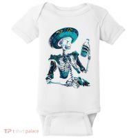Skeleton Charro Mexican Skull Tequila Long Sleeve Baby Bodysuit thumb 0
