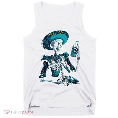 Skeleton Charro Mexican Skull Tequila Long Sleeve Tank Top