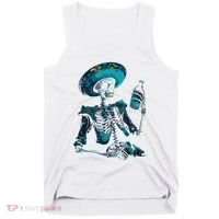 Skeleton Charro Mexican Skull Tequila Long Sleeve Tank Top thumb 0