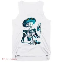 Skeleton Charro Mexican Skull Tequila Long Sleeve Tank Top thumb 0