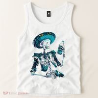 Skeleton Charro Mexican Skull Tequila Long Sleeve Tank Top thumb 2