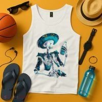 Skeleton Charro Mexican Skull Tequila Long Sleeve Tank Top thumb 4