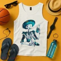 Skeleton Charro Mexican Skull Tequila Long Sleeve Tank Top thumb 4