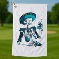 Skeleton Charro Mexican Skull Tequila Long Sleeve Golf Towel thumb 1