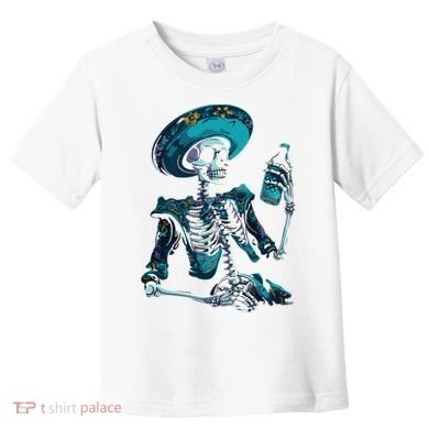 Skeleton Charro Mexican Skull Tequila Long Sleeve Toddler T-Shirt