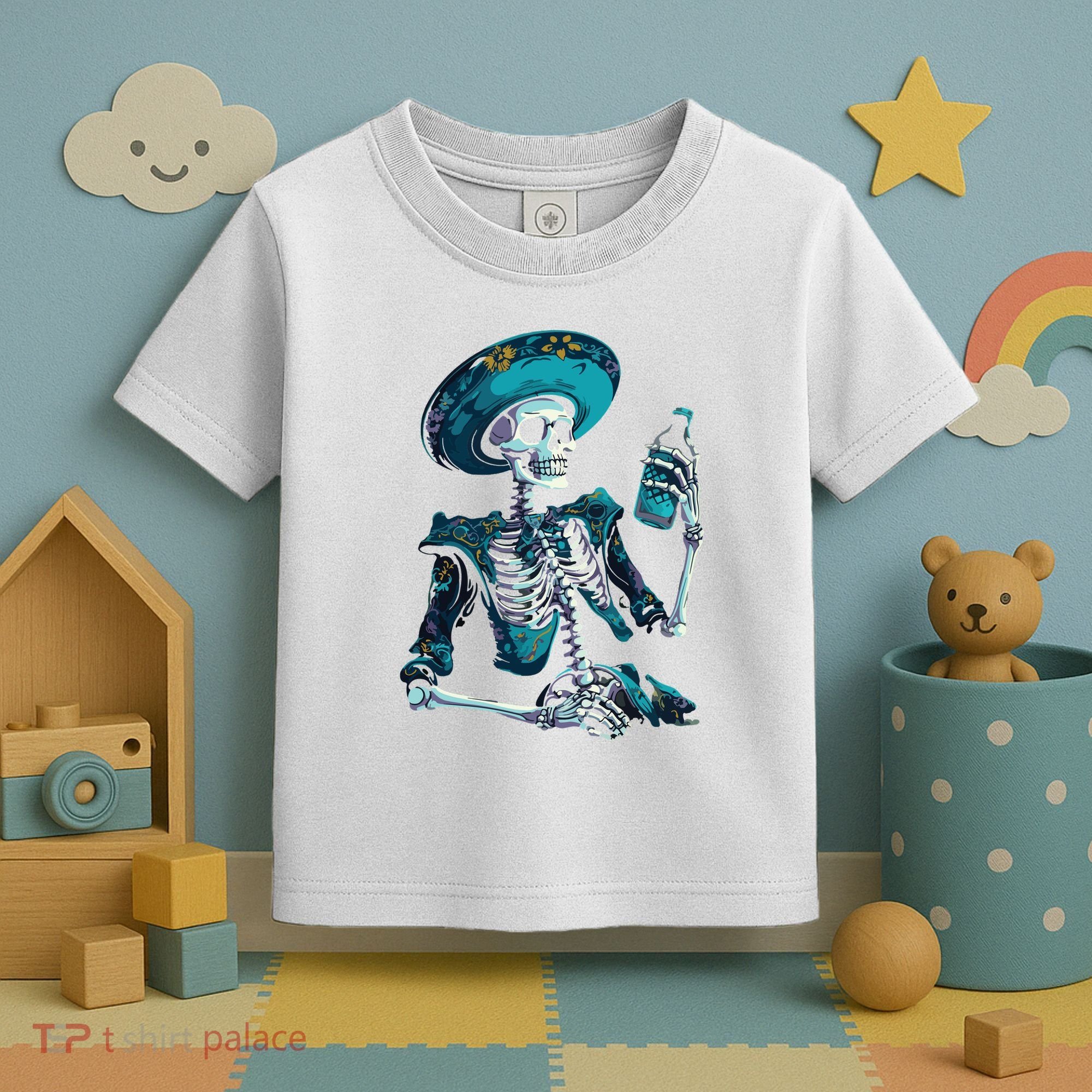 Skeleton Charro Mexican Skull Tequila Long Sleeve Toddler T-Shirt