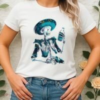 Skeleton Charro Mexican Skull Tequila Long Sleeve Women's T-Shirt thumb 2