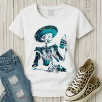 Skeleton Charro Mexican Skull Tequila Long Sleeve Women's T-Shirt thumb 3