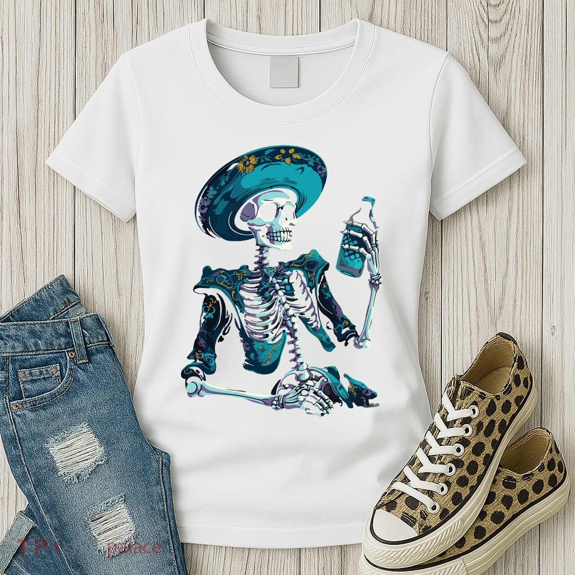 Skeleton Charro Mexican Skull Tequila Long Sleeve Women's T-Shirt