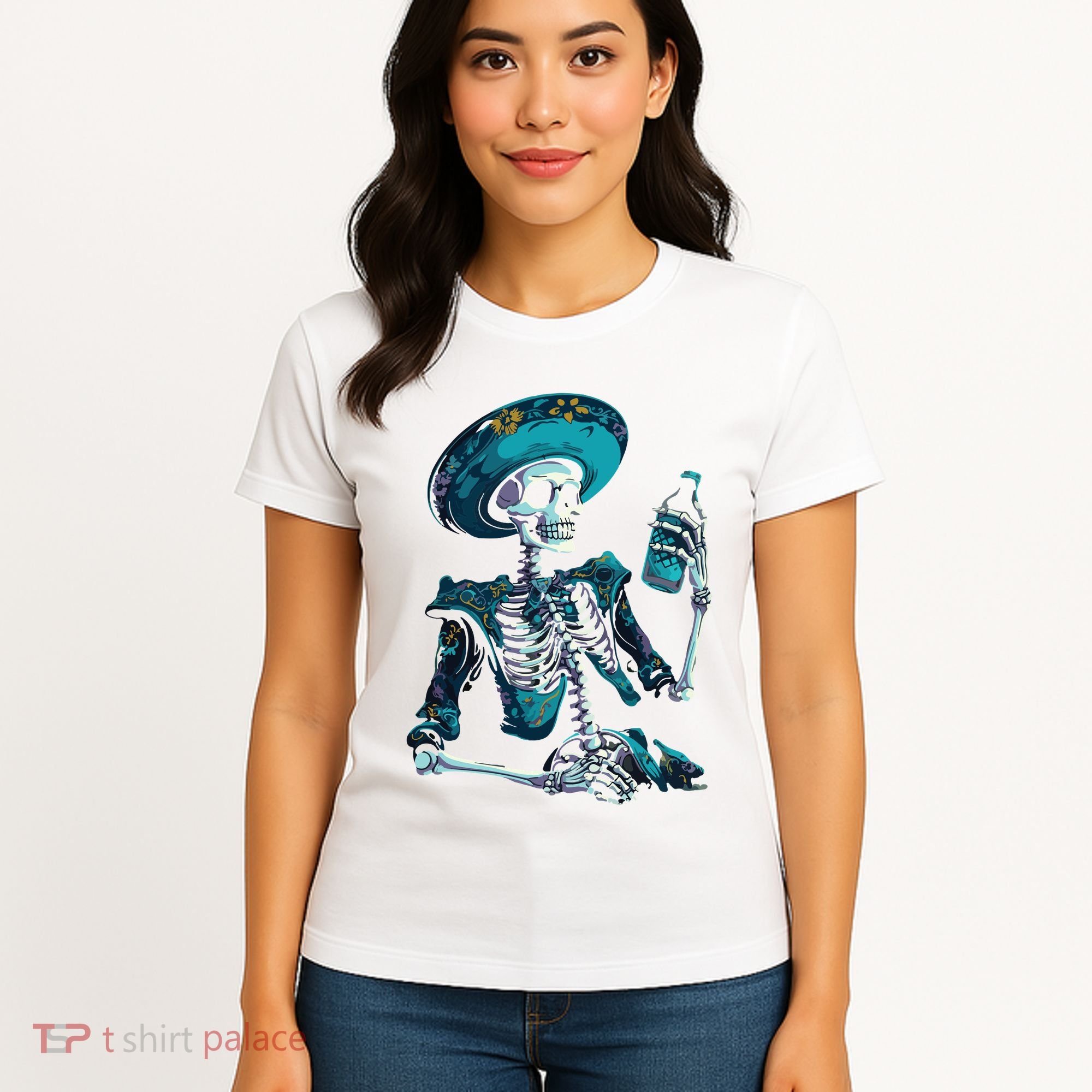 Skeleton Charro Mexican Skull Tequila Long Sleeve Women's T-Shirt