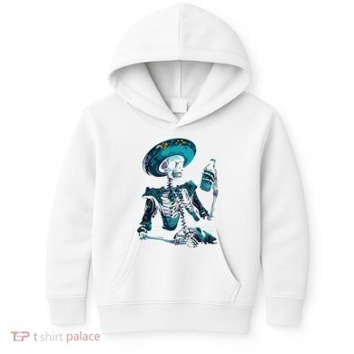 Skeleton Charro Mexican Skull Tequila Long Sleeve Kids Hoodie