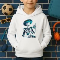 Skeleton Charro Mexican Skull Tequila Long Sleeve Kids Hoodie thumb 2