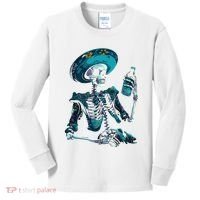 Skeleton Charro Mexican Skull Tequila Long Sleeve Kids Long Sleeve Shirt thumb 0