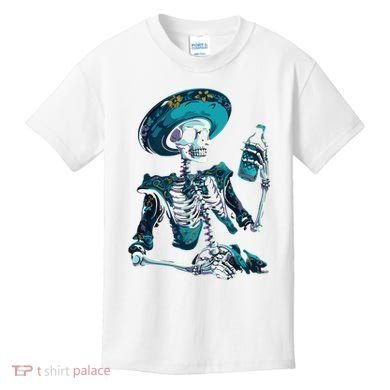 Skeleton Charro Mexican Skull Tequila Long Sleeve Kids T-Shirt