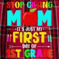 Stop Crying Mom Its Just My First Day Of 1st Grade School Men's Flannel Plaid Pajama Pants thumb 2