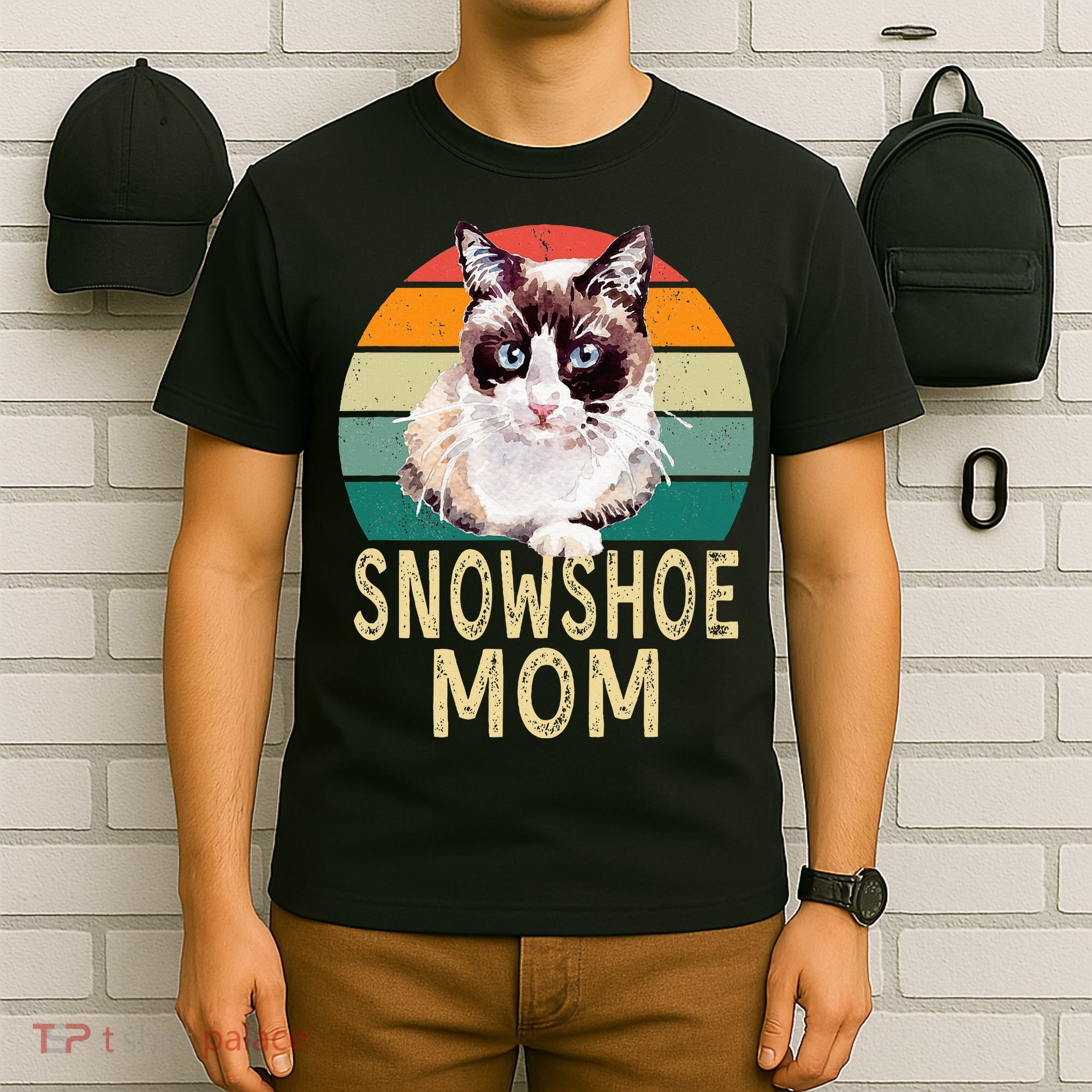 Snowshoe Cat Mom Retro Vintage Funny I Love My Cat T-Shirt