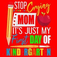 Stop Crying Mom ItS Just My First Day Of Kindergarten Santa Hat thumb 1