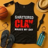 Shattered Clay Makes My Day Trap Skeet Shooting Clay Pigeon Tank Top thumb 4