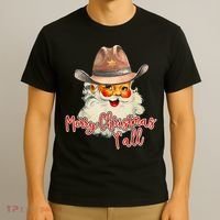 Santa Claus Merry Christmas Y'all Western Country Cowboy T-Shirt thumb 3